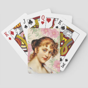 Victorian woman lady playing cards