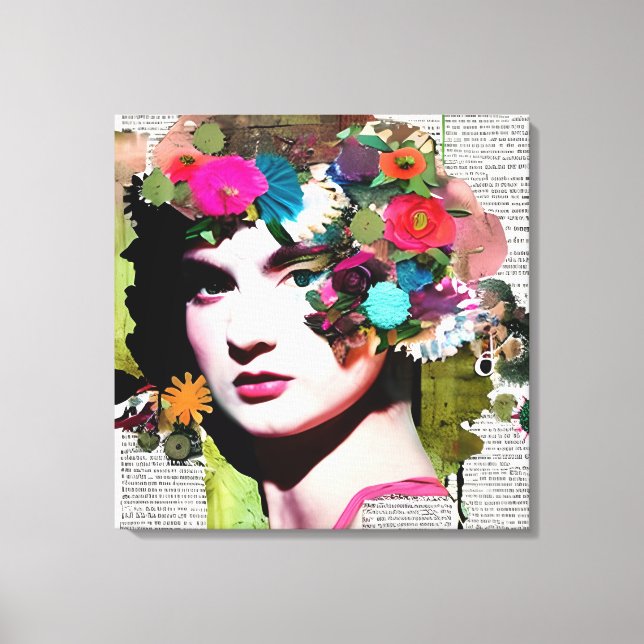 Victorian Woman Paper Collage Art Canvas Print (Front)