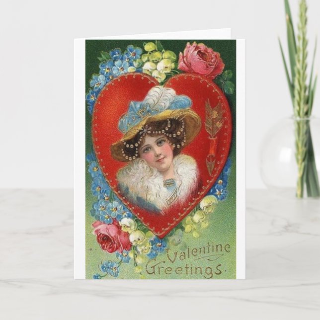 Victorian Woman Portrait Valentine's Day Card (Front)
