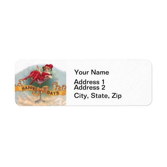 Victorian Woman Red Champagne Happy (Front)