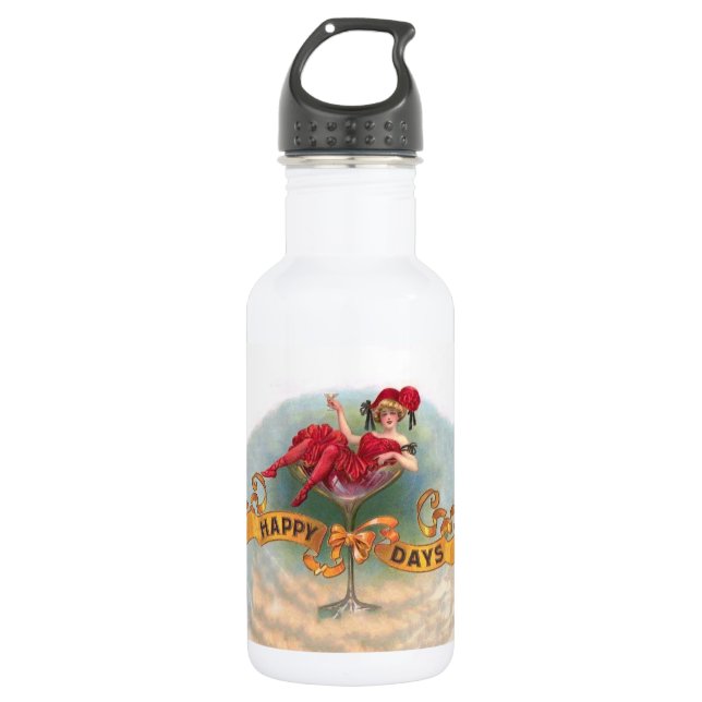 Victorian Woman Red Champagne Happy 532 Ml Water Bottle (Front)