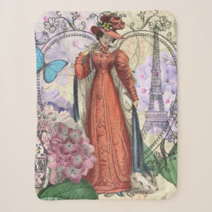 Victorian Woman Red Girl Classy Colourful Sherpa Blanket