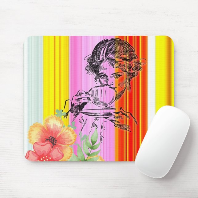 Victorian Woman Stripe  Mouse Pad! Mouse Pad (With Mouse)