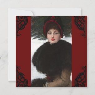 Victorian woman winter scene portrait vintage