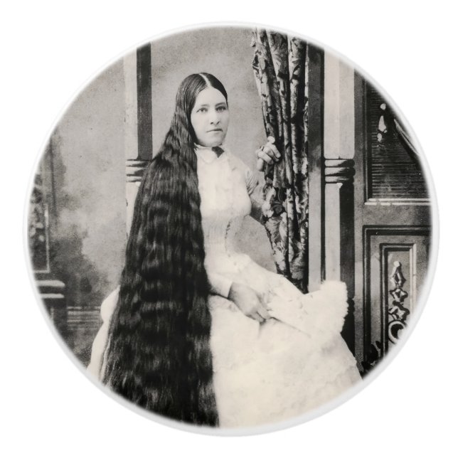 Victorian Woman with Long Hair Ceramic Knob (Front)