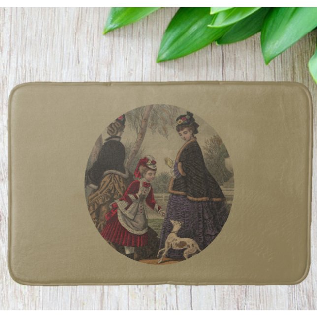 Victorian Women Girl & Dog On A Stroll   Bath Mat (Creator Uploaded)
