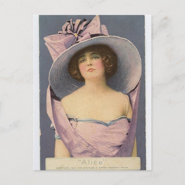 Victorian women in purple dress postcard (Front)