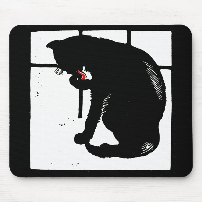 Victorian Woodcut Black Cat Mousepad (Front)