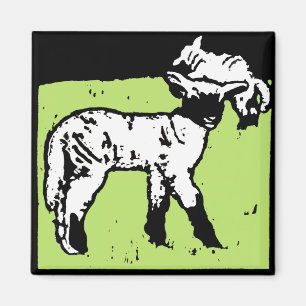 Victorian Woodcut Farm Animal Magnets Lambs