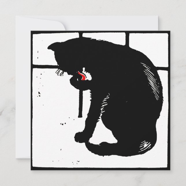 Victorian Woodcut Farm Animals Black Cat Announcement (Front)