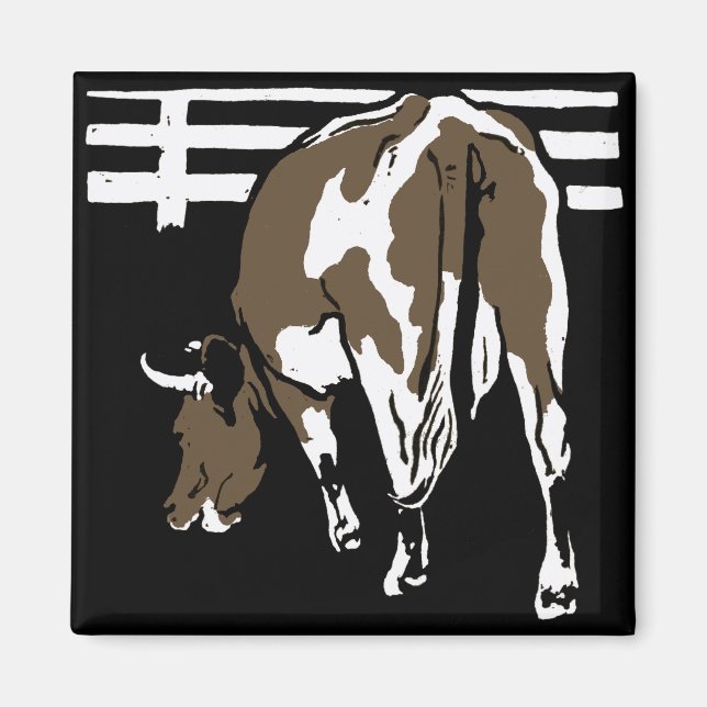 Victorian Woodcut Farm Animals Cows Magnet (Front)