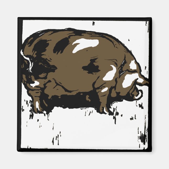Victorian Woodcut Farm Animals Pigs Magnet (Front)