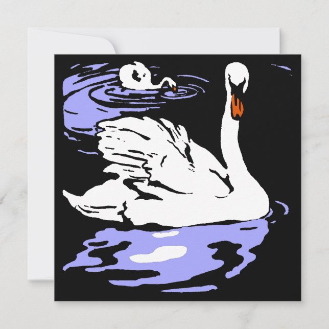 Victorian Woodcut Farm Animals Swans Announcement (Front)