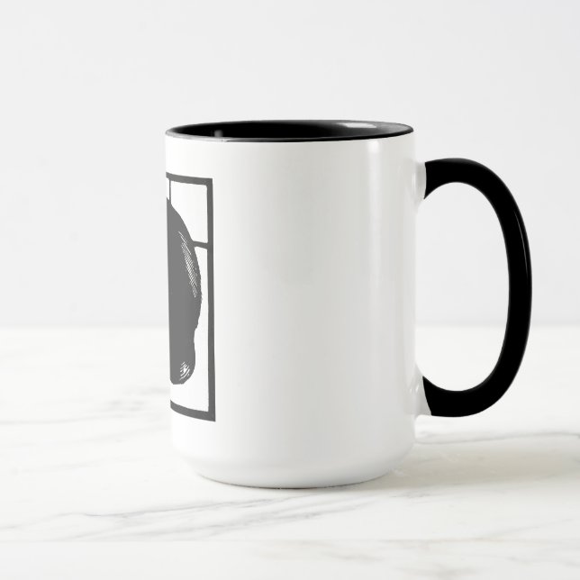 Victorian Woodcut Kitty Cat On Mug (Right)