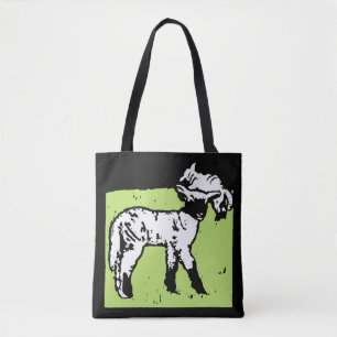 Victorian Woodcut Lambs on Bag
