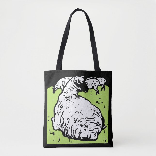 Victorian Woodcut Sheep on Bag (Front)