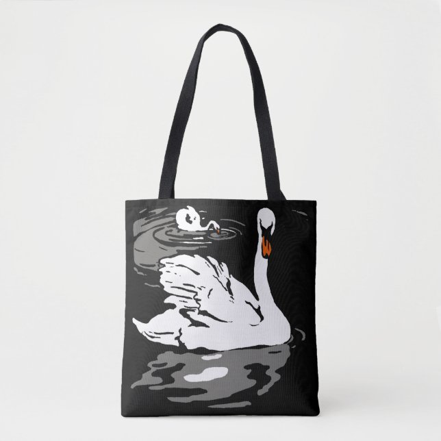 Victorian Woodcut Swans on Bag (Front)