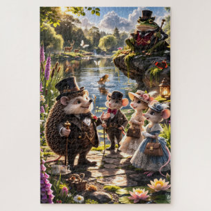 Victorian Woodland animals tea party secret garden Jigsaw Puzzle