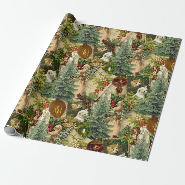 Victorian Yuletide Splendour Wrapping Paper (Unrolled)