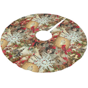 Victorian Yuletide Treasures Collage Brushed Polyester Tree Skirt