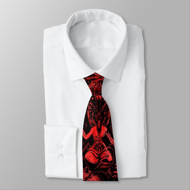 Victoriana Gothic Baphomet Devil Magic Tie (Tied)