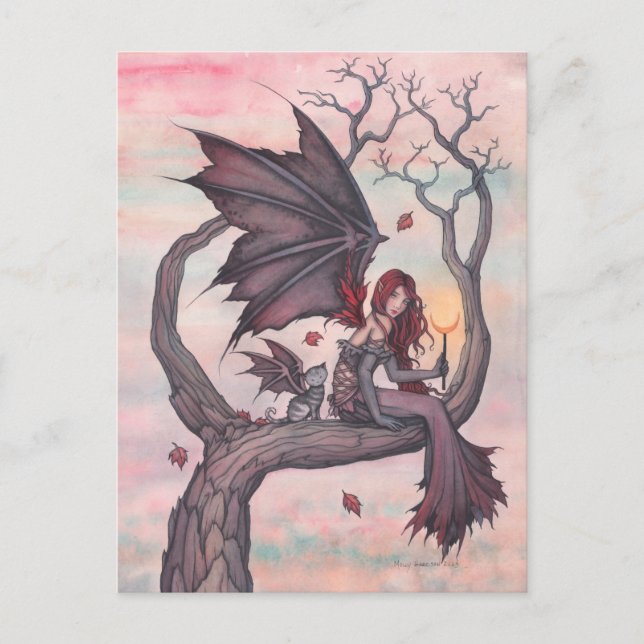 Victoria's tree Gothic Autumn Fairy Art Postcard (Front)