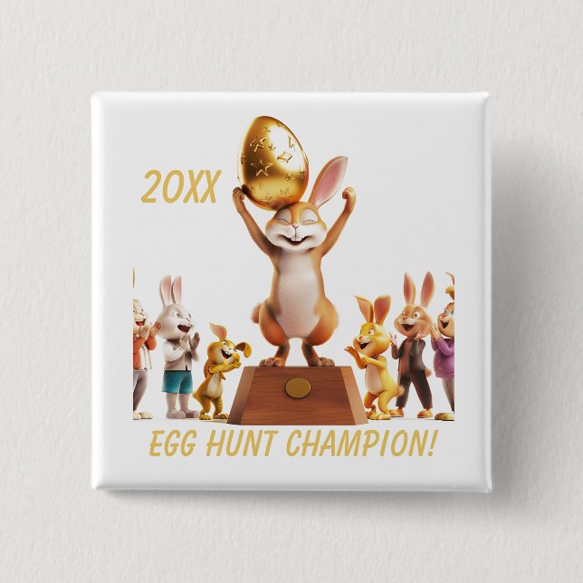 Victorious Bunny Egg Hunt Champion 2 Inch Square Button (Front)
