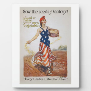 Victory Garden Liberty Sow Seeds WWI Propaganda Plaque