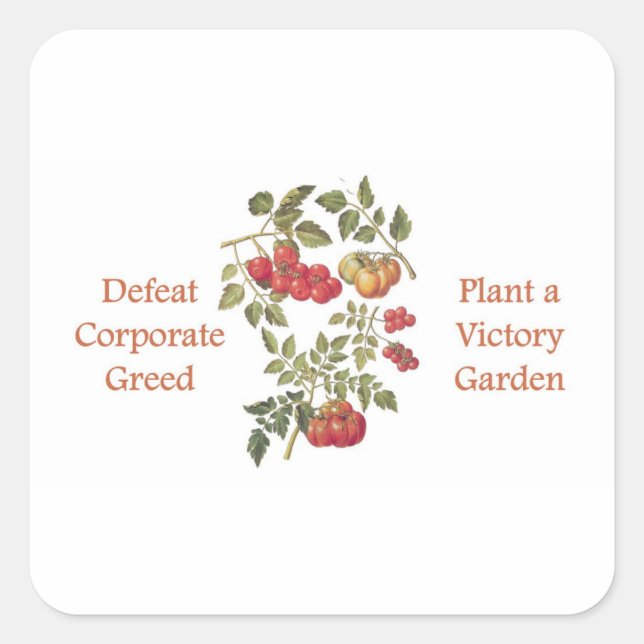 Victory Garden Tomato Tote Square Sticker (Front)
