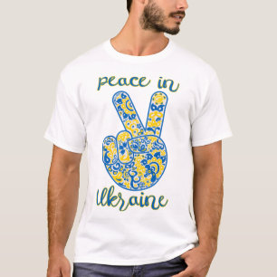 Victory gesture and lettering Peace in Ukraine T-Shirt