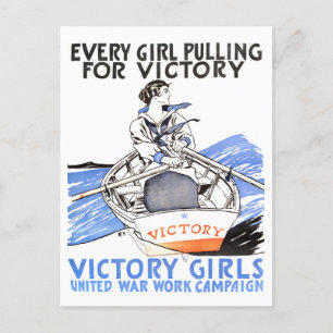 Victory Girls Vintage Wartime Postcard