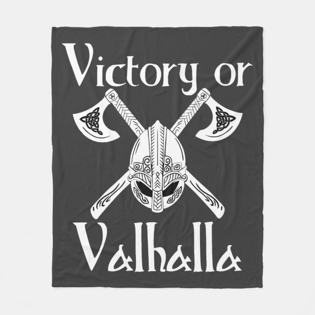 Victory or Valhalla - Helm and Axe Fleece Blanket (Front)