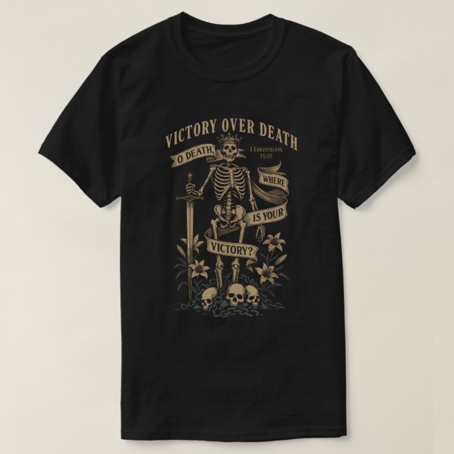 Victory Over Death Bible Quote Tee (Design Front)