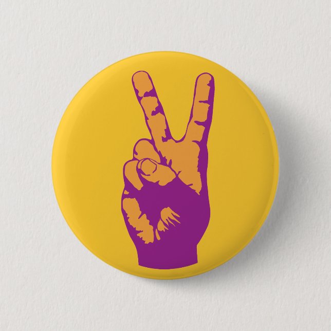 Victory, Peace and Harmony hand symbol 2 Inch Round Button (Front)