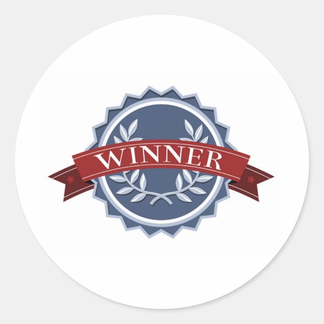 Victory reward winners shield classic round sticker (Front)