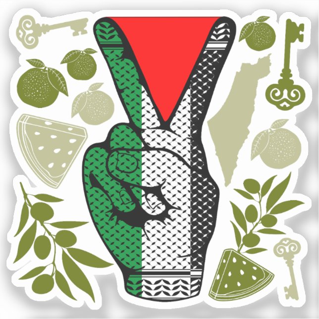 Victory Sign Hand Resistance Red Triangle Symbol (Front)