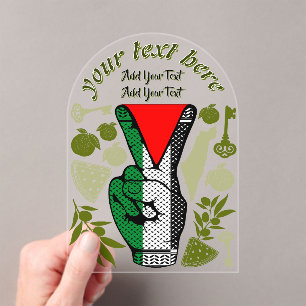 Victory Sign Hand Resistance Red Triangle Symbol Acrylic Invitations