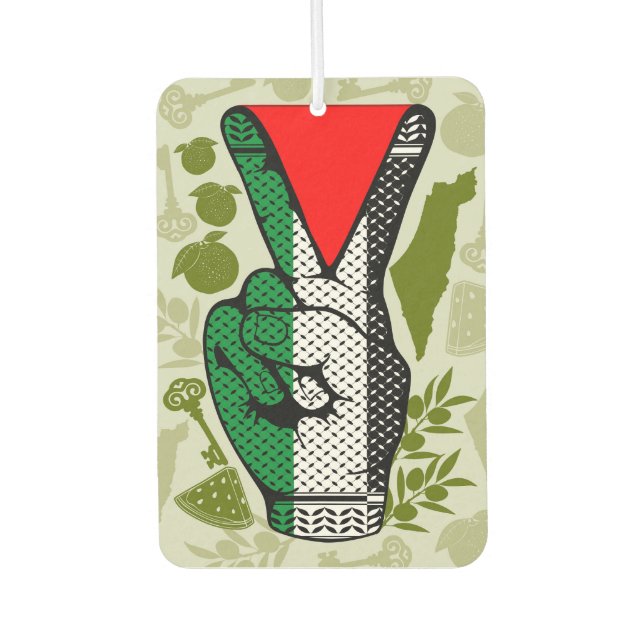 Victory Sign Hand Resistance Red Triangle Symbol Air Freshener (Front)