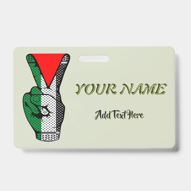 Victory Sign Hand Resistance Red Triangle Symbol Badge (Front)
