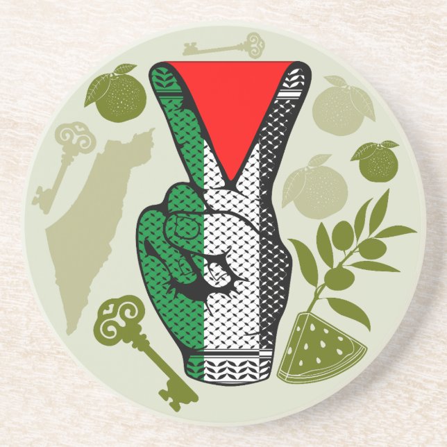 Victory Sign Hand Resistance Red Triangle Symbol Coaster (Front)