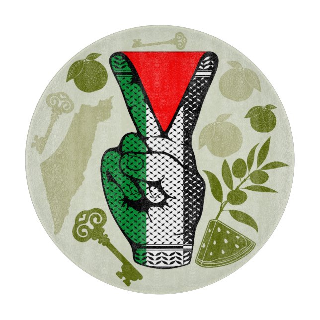 Victory Sign Hand Resistance Red Triangle Symbol Cutting Board (Front)