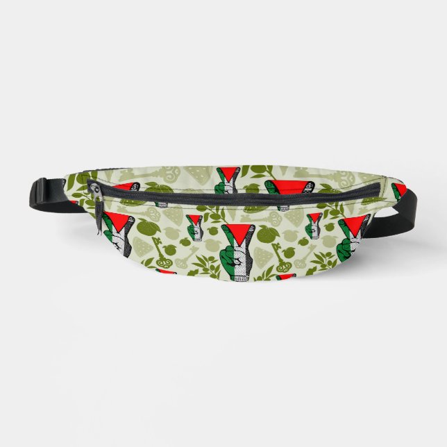 Victory Sign Hand Resistance Red Triangle Symbol Fanny Pack (Front)