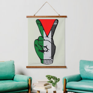 Victory Sign Hand Resistance Red Triangle Symbol Hanging Tapestry