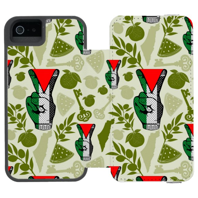 Victory Sign Hand Resistance Red Triangle Symbol Incipio iPhone Wallet Case (Folio Open)