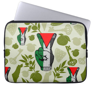 Victory Sign Hand Resistance Red Triangle Symbol Laptop Sleeve
