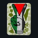 Victory Sign Hand Resistance Red Triangle Symbol Magnet<br><div class="desc">Victory Sign Hand with Palestinian Resistance Red Triangle Symbol and Keffiyeh Design Pattern. Original Vector graphic Art Copyright BluedarkArt TheChameleonArt.</div>