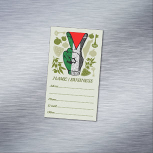 Victory Sign Hand Resistance Red Triangle Symbol Magnetic Business Card