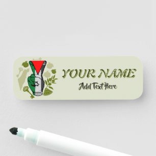 Victory Sign Hand Resistance Red Triangle Symbol Name Tag