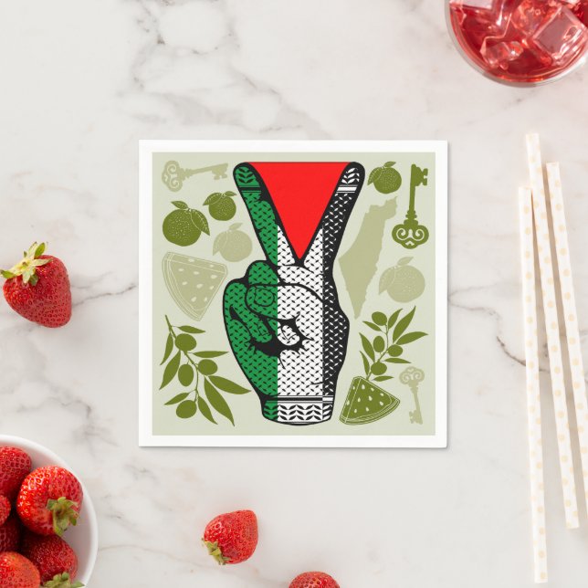 Victory Sign Hand Resistance Red Triangle Symbol Napkin (Insitu)