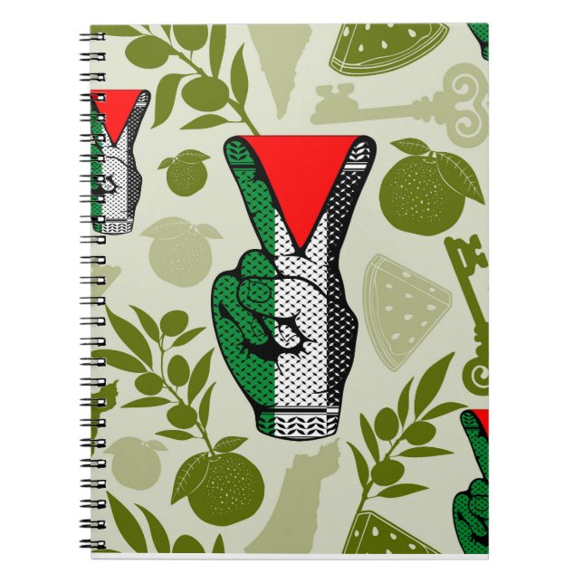 Victory Sign Hand Resistance Red Triangle Symbol Notebook (Front)